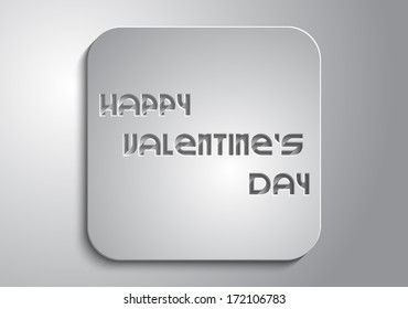 Gray inscription Happy Valentine's Day in a gray icon on a gray background