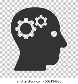 Gray Intellect Gears interface toolbar icon. Vector pictogram style is a flat symbol on chess transparent background.