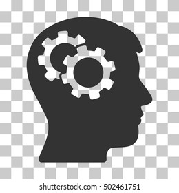Gray Intellect Gears toolbar pictogram. Vector pictograph style is a flat symbol on chess background.
