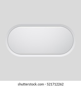 Gray interface button. Oval rounded application push button. Vector illustration.