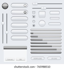 Gray interface buttons. Vector 3d illustration