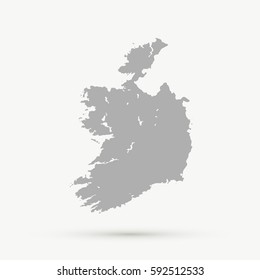 Gray Ireland Map Illustration