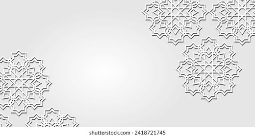 Gray Islamic background with mandala ornament. vector template for banners, posters, social media, greeting cards for Islamic holidays, Eid al-Fitr, Ramadan, Eid al-Adha.