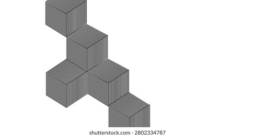 Gray isometric cubes form a diagonal chain