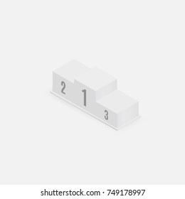 Gray isometric pedestal. Isolated award steps illustration