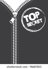 gray jacket with zip, top secret stamp. vector illustration