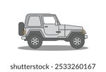 Gray Jeep SUV Car Vector Graphics. Flat Design Offroad Illustration