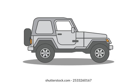 Gráficos de Vector de coche Jeep SUV gris. Ilustración Offroad de diseño plano