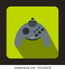 Gray joystick icon in flat style with long shadow. Play symbol