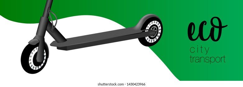 Gray kick scooter car sharing. Push Scooter. Ecology transport concept. Eco city transport. Vector Illustration