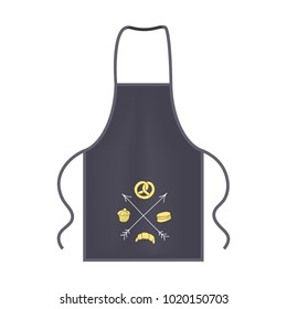 Gray kitchen protective apron mockup with bakery logo. Chef uniform for cooking vector template illustration