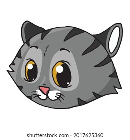 Mano grisácea dibujada a mano. Ilustración vectorial de gatito adorable. Una mascota linda al estilo de las caricaturas.