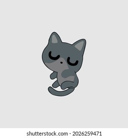 gray kitten sleeping vector illustration
