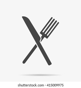 Gray Knife and Fork icon on background. Modern flat pictogram, business, marketing, internet concept. Trendy Simple vector symbol for web site design or button to mobile app. Logo illustration
