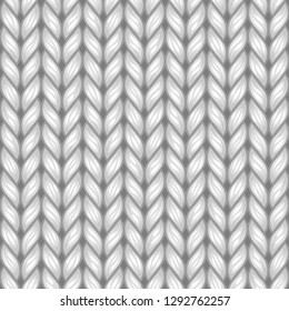 Gray Knit Texture Seamless Pattern. Vector Background