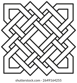 Gray knot icon. Square interlace motif. Celtic weave Vector. White backdrop symbol.