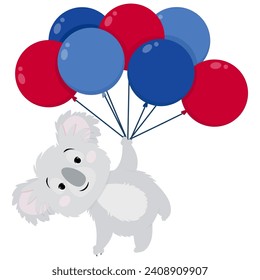 Koala gris con globos para el Día de Australia