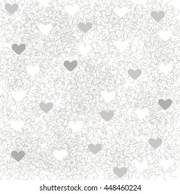 Gray lace pattern with heart on a isolated background.