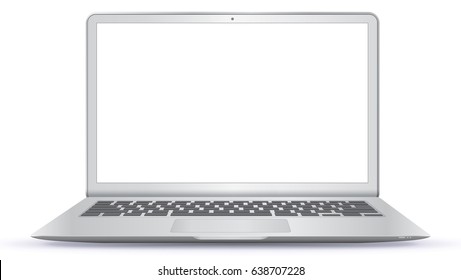 Gray Laptop Computer With Blank Screen Isolated On White Background
