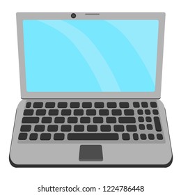 gray laptop icon isolated on the white, notebook, business, mobile, screen, computer, stock vector illustration.