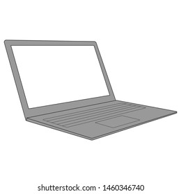 Gray laptop on white background