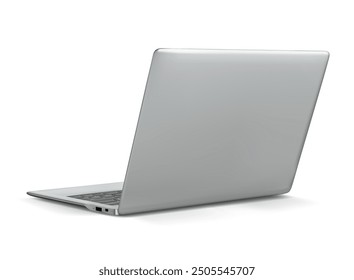 Gray laptop. Rear view. Vector illustration