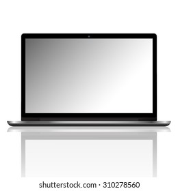 gray laptop with reflection with blank screen mockup