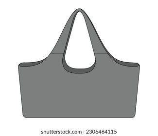 Gray large shoulder tote bag template on white background, vector file