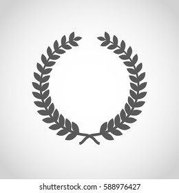 Gray laurel wreath icon in flat design. Vector illustration. Symbol of awards and victories.