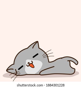 Gray Lazy Cat in Vector
