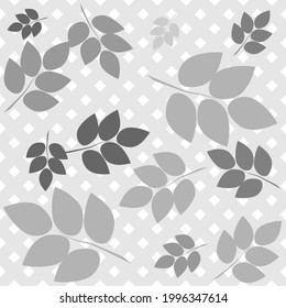 Folletos grises en cuadrado gris sin costuras. Diseño de fondo gráfico de moda. Textura abstracta moderna. Plantilla monocroma para impresiones, textiles, envoltura, papel pintado. Ilustración del vector