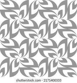 Diseño de fondo de hojas grises. Patrón de adorno natural sin fisuras. Mosaico geométrico abstracto monocromo. Fondo de color verde follaje. Ilustración vectorial. 