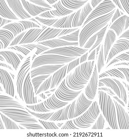 Gray leaves seamless pattern. Vector illustration