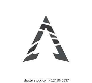 Gray letter a abstract triangle icon and symbol mountain arrow