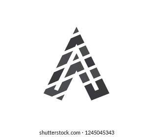 Gray letter a abstract triangle icon and symbol mountain arrow