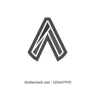 Gray letter a abstract triangle icon and symbol mountain arrow