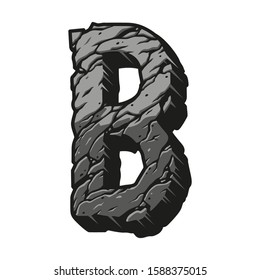 Gray letter B desert design concept with cracked sand surface in vintage style isolated vector illustration