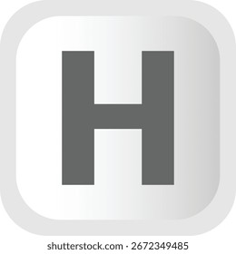 Emblema de letra h gris con fondo cuadrado redondeado que simboliza el Vector de servicios de atención médica y hospitalarios