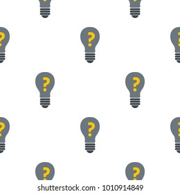 Gray light bulb with question mark inside pattern seamless flat style for web vector illustration