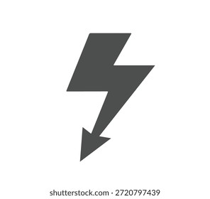 Un icono gris del relámpago en un fondo negro con un diseño moderno