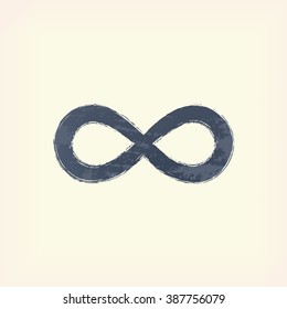 Gray limitless (eternity) sign (icon, symbol), pale yellow background. Painted design element. Watercolor illustration for web or typography (magazine, brochure, flyer, poster).