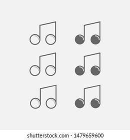 gray line beamed music notes flat vector icon. Music symbols for websites, web design, mobile app.