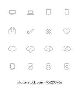 gray line simple web icon set for web design, user interface (UI), infographic and mobile application (apps)