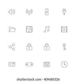 gray line simple web icon set for web design, user interface (UI), infographic and mobile application (apps)