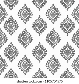 gray Line thai art pattern vector