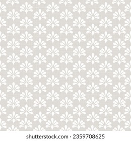 Gray Linen fabric Texture, Background Texture printed with White Daisy Flowers. Seamless pattern. Close Up Weave Fabric Organic Yarn for Wallpaper, Cloth Packaging and others