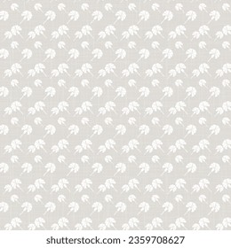 Gray Linen fabric Texture, Background Texture printed with White Daisy Flowers. Seamless pattern. Close Up Weave Fabric Organic Yarn for Wallpaper, Cloth Packaging and others