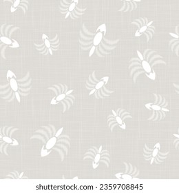 Gray Linen fabric Texture, Background Texture printed with White Daisy Flowers. Seamless pattern. Close Up Weave Fabric Organic Yarn for Wallpaper, Cloth Packaging and others