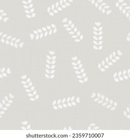 Gray Linen fabric Texture, Background Texture printed with White Daisy Flowers. Seamless pattern. Close Up Weave Fabric Organic Yarn for Wallpaper, Cloth Packaging and others