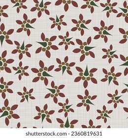 Textura de tela de lino gris, textura de fondo impresa con flores de margarita blanca. Patrón sin foco. Cerrar la hilera orgánica de tejidos tejidos para papel de escritorio, embalajes de tela y otros